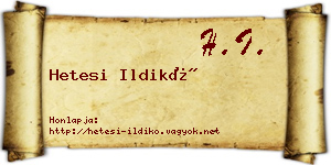 Hetesi Ildikó névjegykártya
